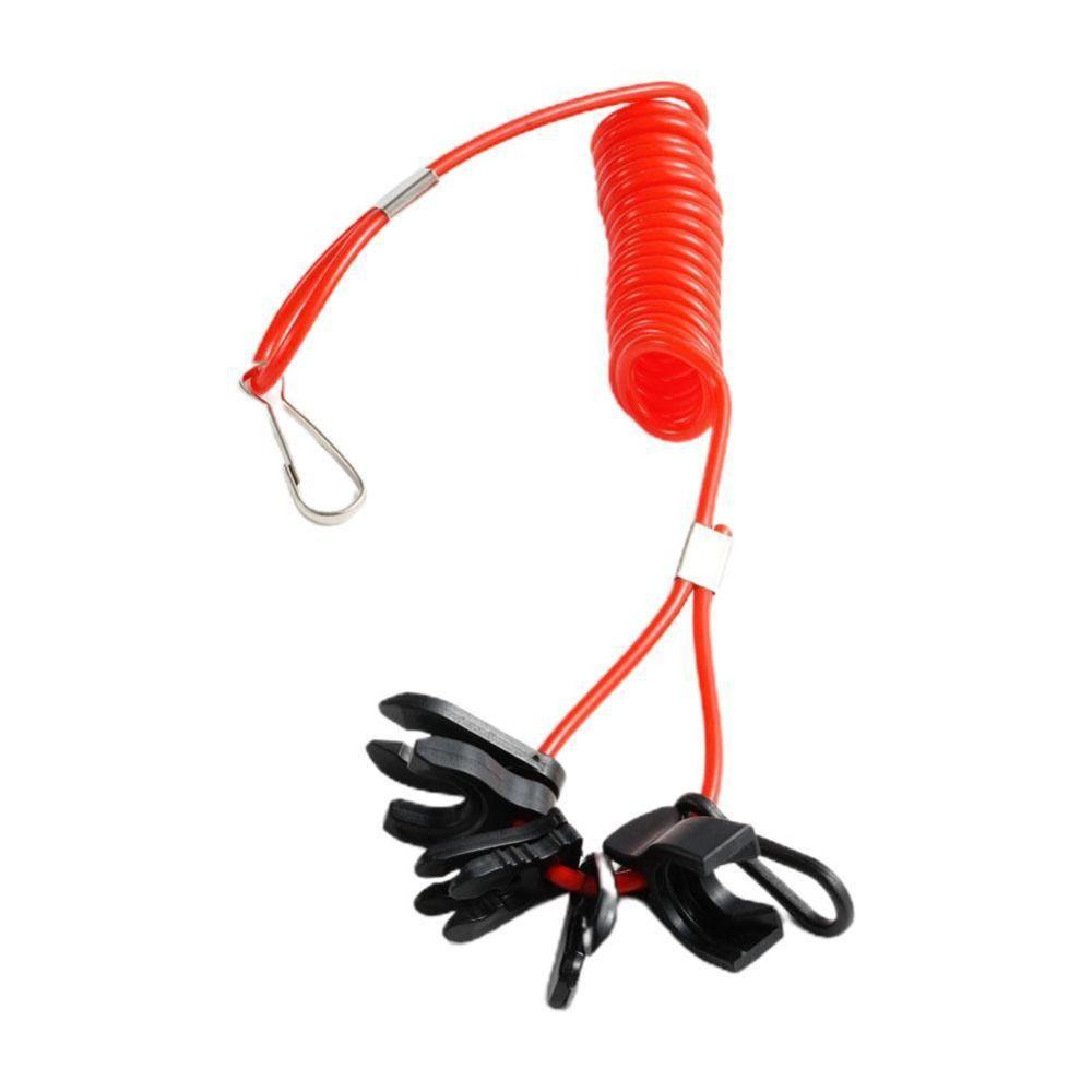 Red Kill Switch Key Lanyard Tether Cord Stretchable Surfing Spring Rope  Outboard Engine