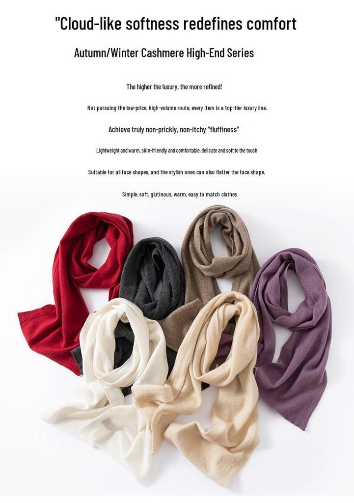 Women's 100% Pure Cashmere Solid Color Knitted Scarf