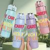 1PC Be Careful Funny Text Color 750ml Color Plastic Sports Water Bottle Leakproof Flip Straw Lid Suitable for Sports Office Home Use