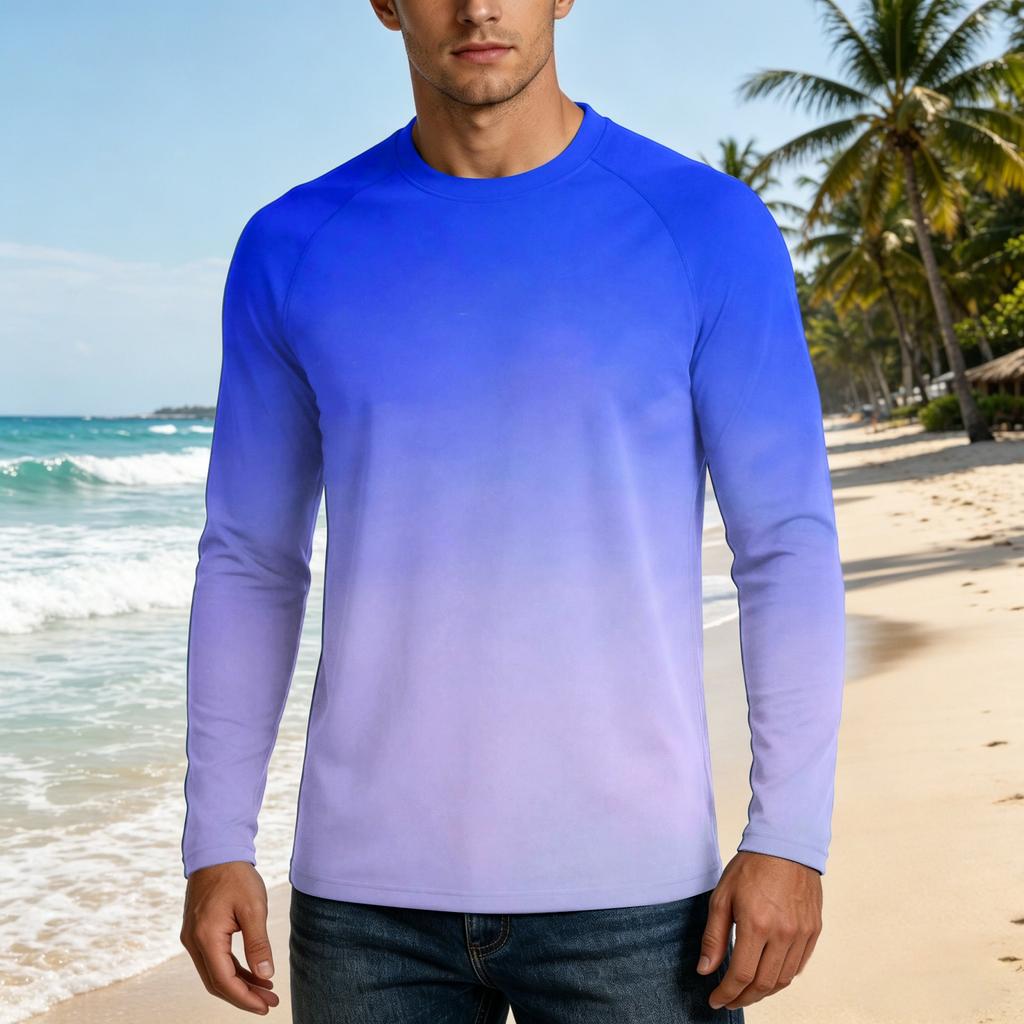 Herren Langarm UPF50+ Sonnenschutzshirt Leicht Atmungsaktiv Schnelltrocknend Outdoor Freizeit Oberteil für Sommeraktivitäten