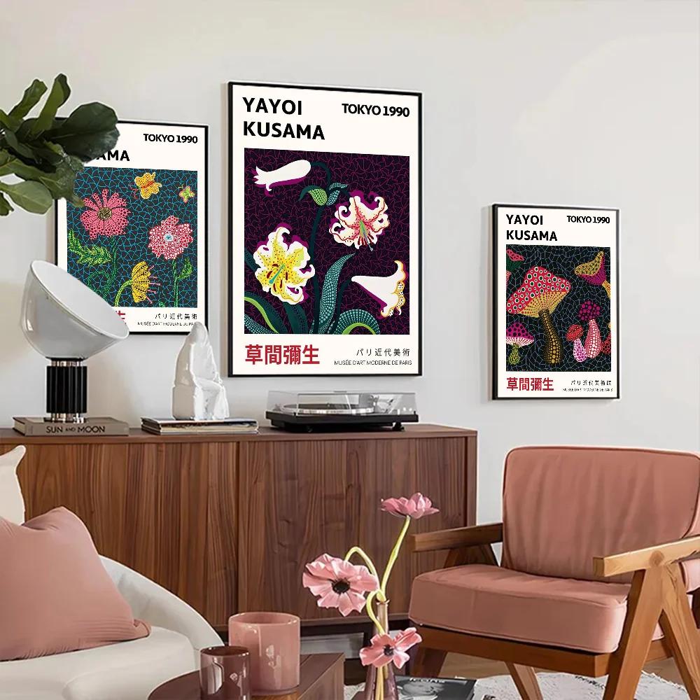 Yayoi Kusama Art Flower Poster Canvas Painting Abstract Prints and Posters HD Wall Art for Home Study Living Room Decor Unframed
