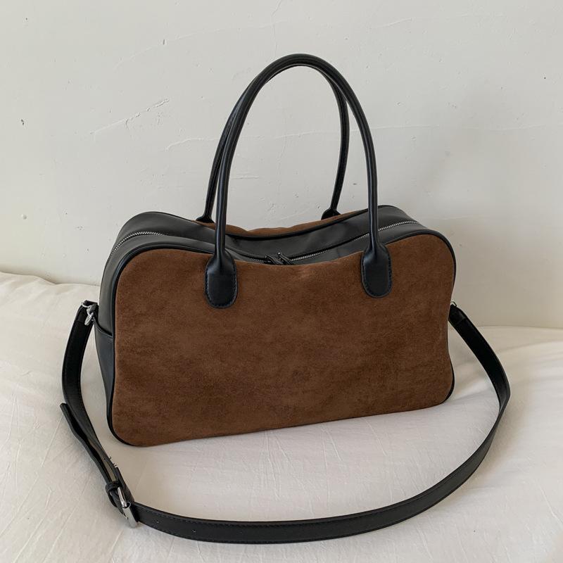 

Retro versatile double-spell contrasting color handbag casual large-capacity tote bag women s messenger bag Boston bag