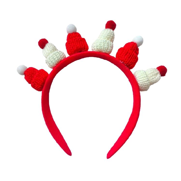 Knitting Christmas Santa Hat Headband Festival Props Hairhoop Family Gathering Headwear Holiday Celebration Headpieces