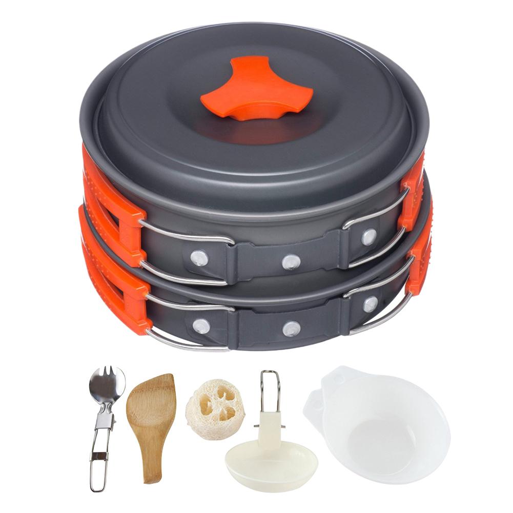 Outdoor Pot Tableware Kit Pot Pan Set Travel Cutlery Utensils Cookset Cooking Kit for Camping Backpacking Outdoor Cooking Picnic