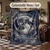 Moonlit Cat Dreams Theme Throw Blanket Custom Name Text Personalized Blanket Soft Cozy Blanket for Home Sofa Bed