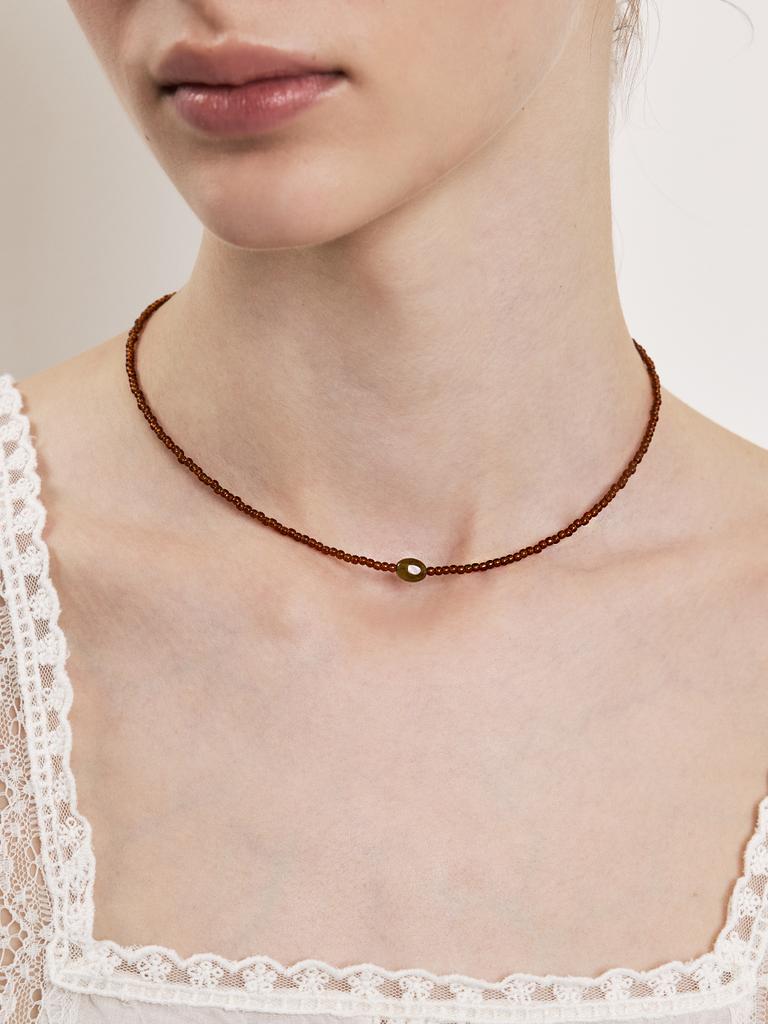 Hei Jasper Rock Beads Necklace (Brown/Black)