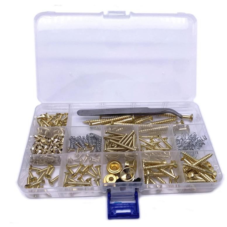 9-Piece Guitar Accessory Screw & Strap Button Set - Silver, Black, Gold