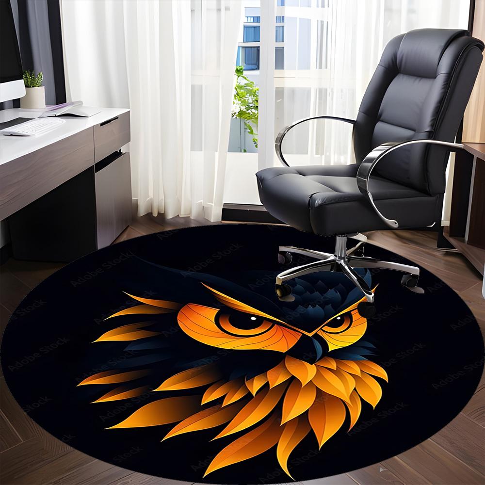 1pc Owl Head Chair Carpet for Office, Round Non Slip Durable Large Size Office Carpet, Suitable for Office