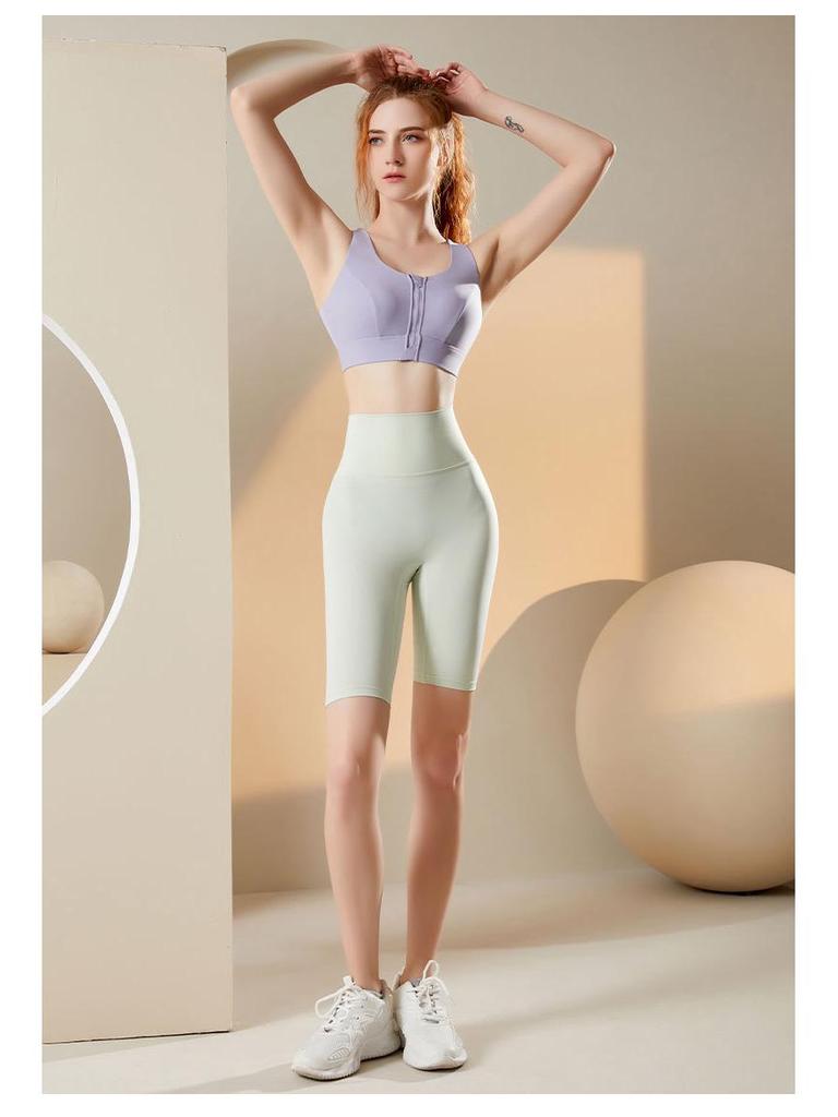 Women's High-Impact Sports Bra with Front Zipper and Fixed Pad for Running & Yoga