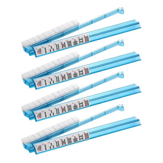 4Pcs Mahjong Rack with Pusher Heavy Duty Portable Multifunctional American Mah Jongg Tile Holder Push Ruler Mahjong Accessories