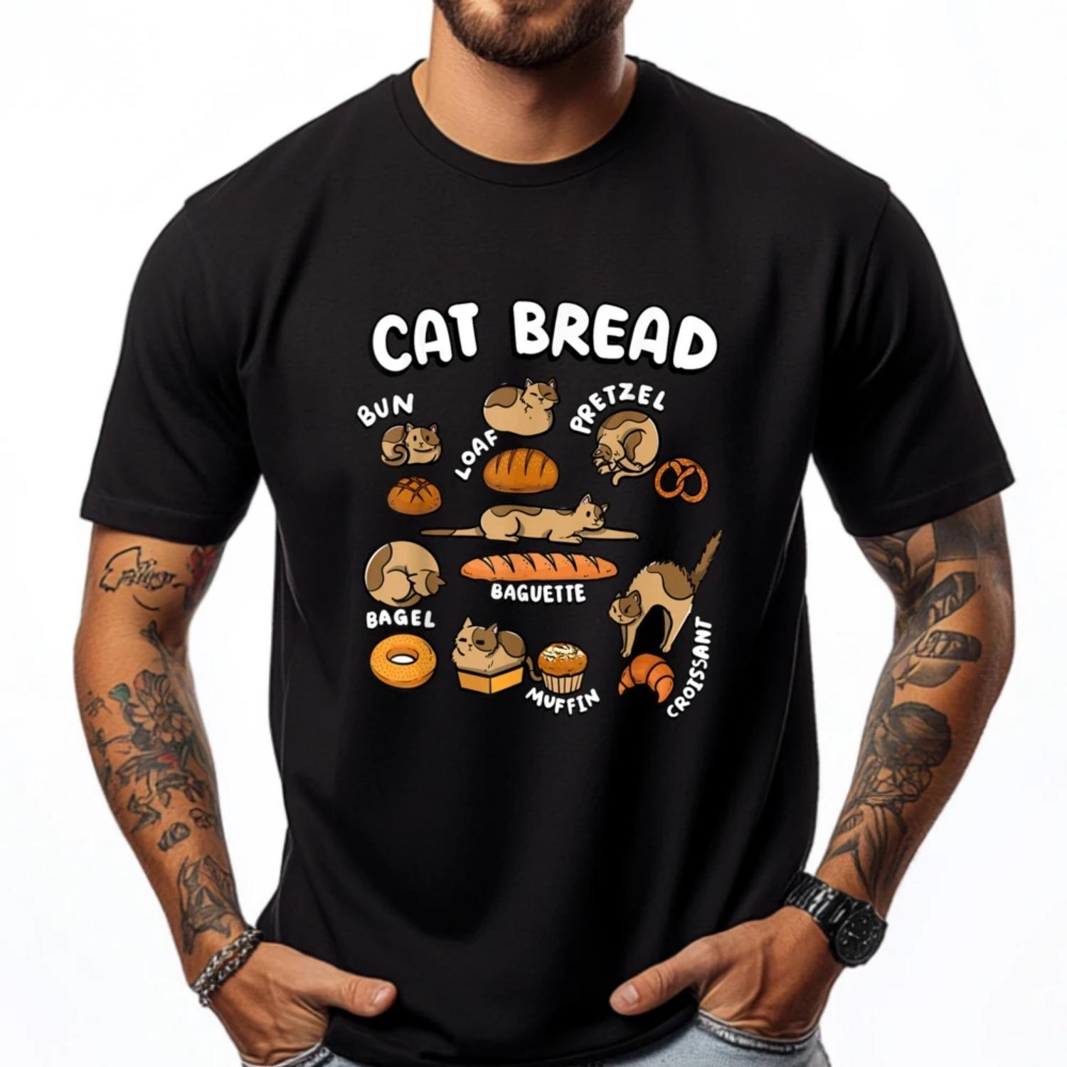 

Cat Bread Foodie Kittten Pet Owner Loaf Lover Cat Brand Clothing Band Tshirts Outdoor Teeshirt T Shirt Men XXXXXL чорний