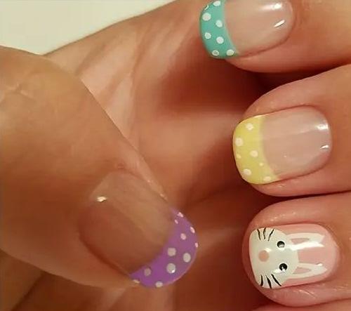 

Hot-selling manicure 24 pieces Easter collection cute sweet French rabbit short wearing nail piece Jelly glue + rubbing strips