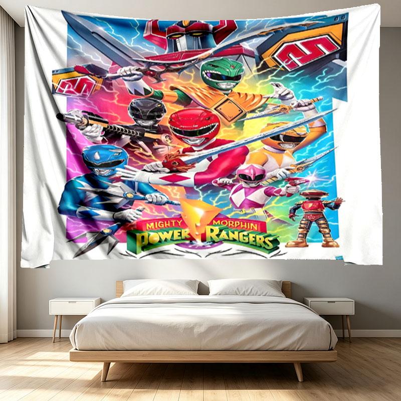 Mighty Morphin Power Rangers Print Tapestry - Portable Wall Decor Cloth, for Home, Dorm, Travel, Bedroom, Living Room - Ideal Birthday Housewarming Gi