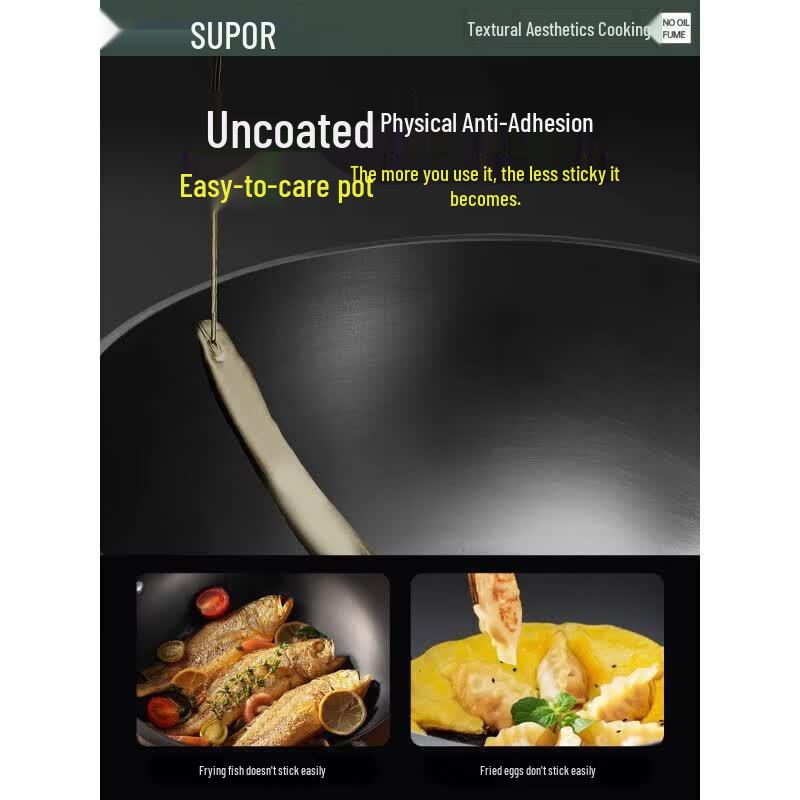 Supor 30cm Rust-Proof Non-Stick Fine Iron Wok