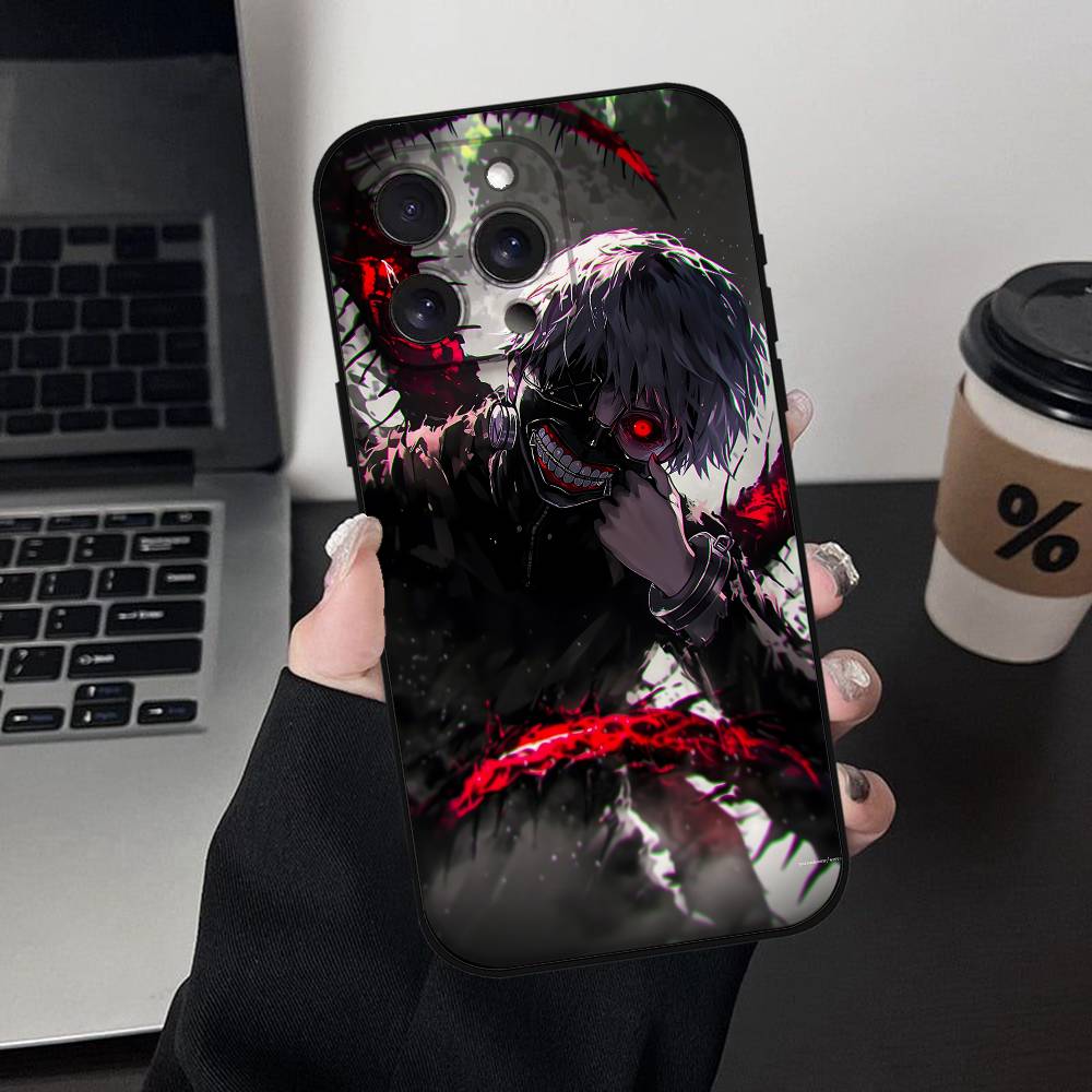 R-Tokyo Ghoul Kaneki Ken Phone Case For Iphone 16 15 11 13 14 Pro Max 7 8 Plus X Xr Xs Max 12mini Black Shell Cover Case