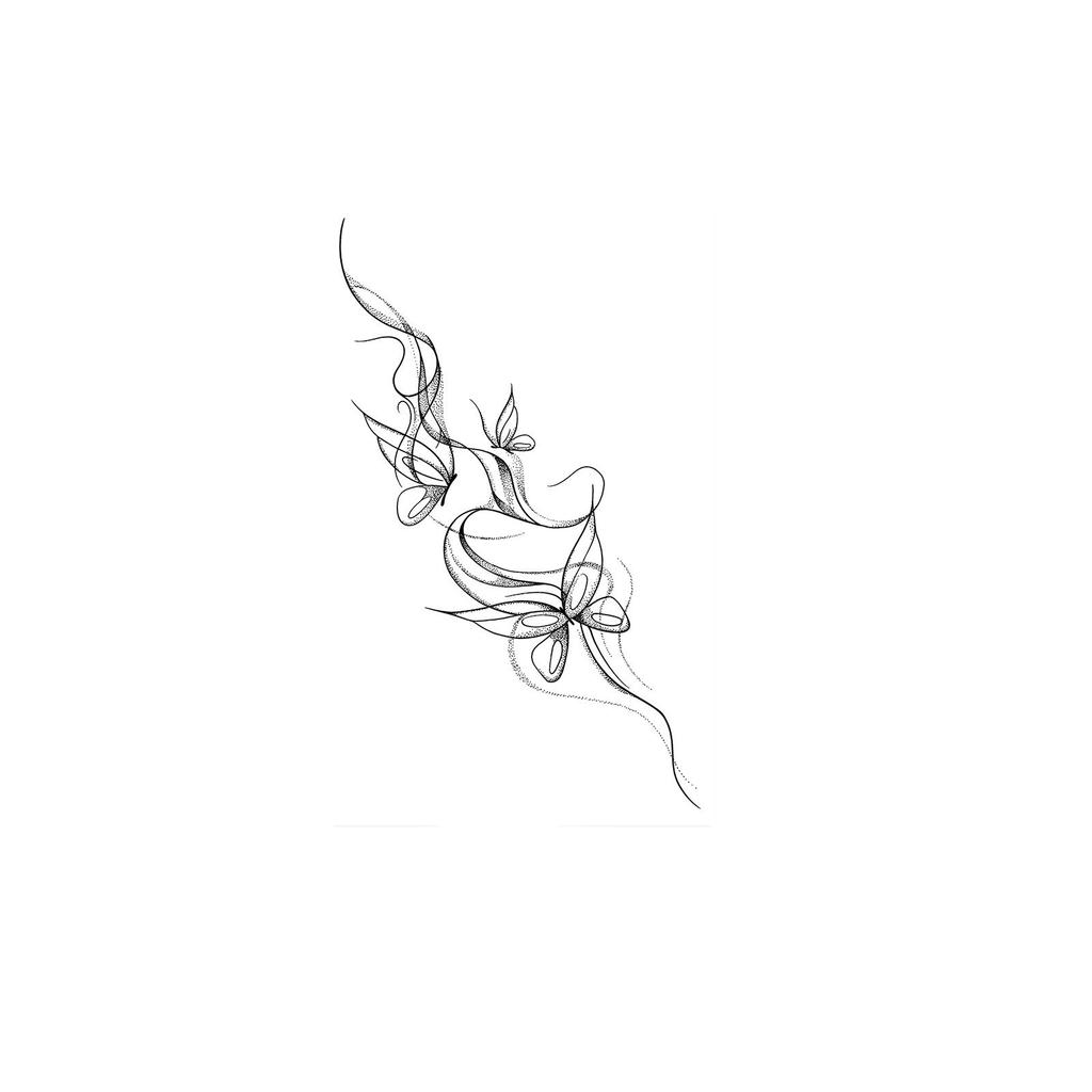 Line Butterfly Tattoo Sticker, Waterproof And Long-Lasting Simulation, Girls' Calf Flower Arm Advanced Tattoo Sticker