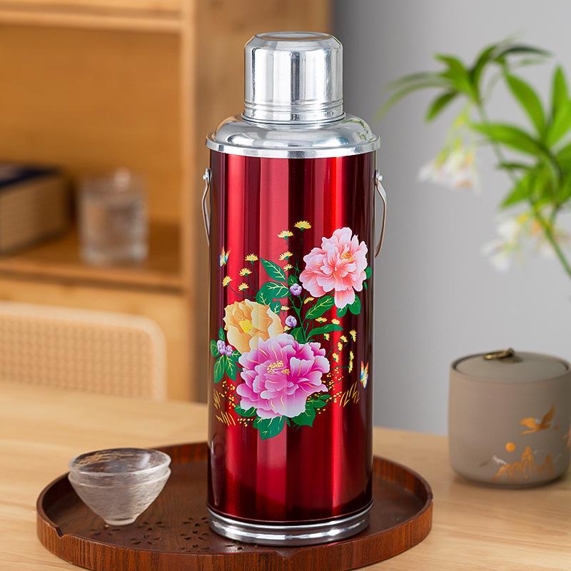 Retro Chinese-Style Aluminum Thermos Flask for Wedding Celebrations