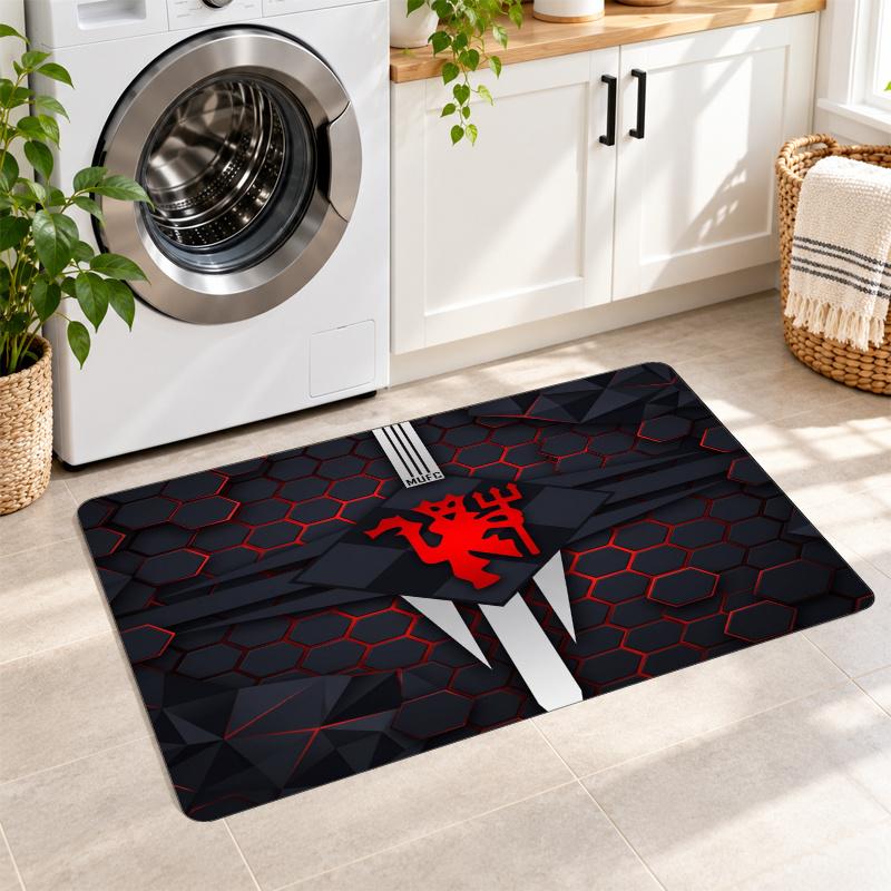 Flannel Kitchen Mat Manchester United FC Soft Area Rug Non Slip Floor Carpet Home Decoration