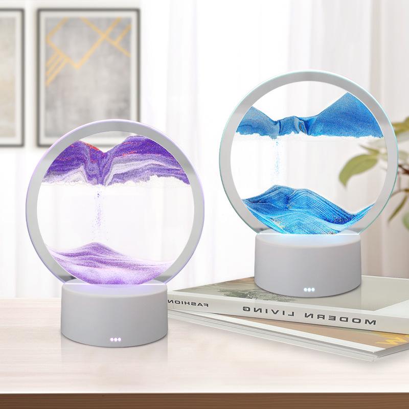 Treibsand-Sanduhr 3D-Nachtlicht - Kreative Tischlampe mit Fernbedienung & Touch-Steuerung
