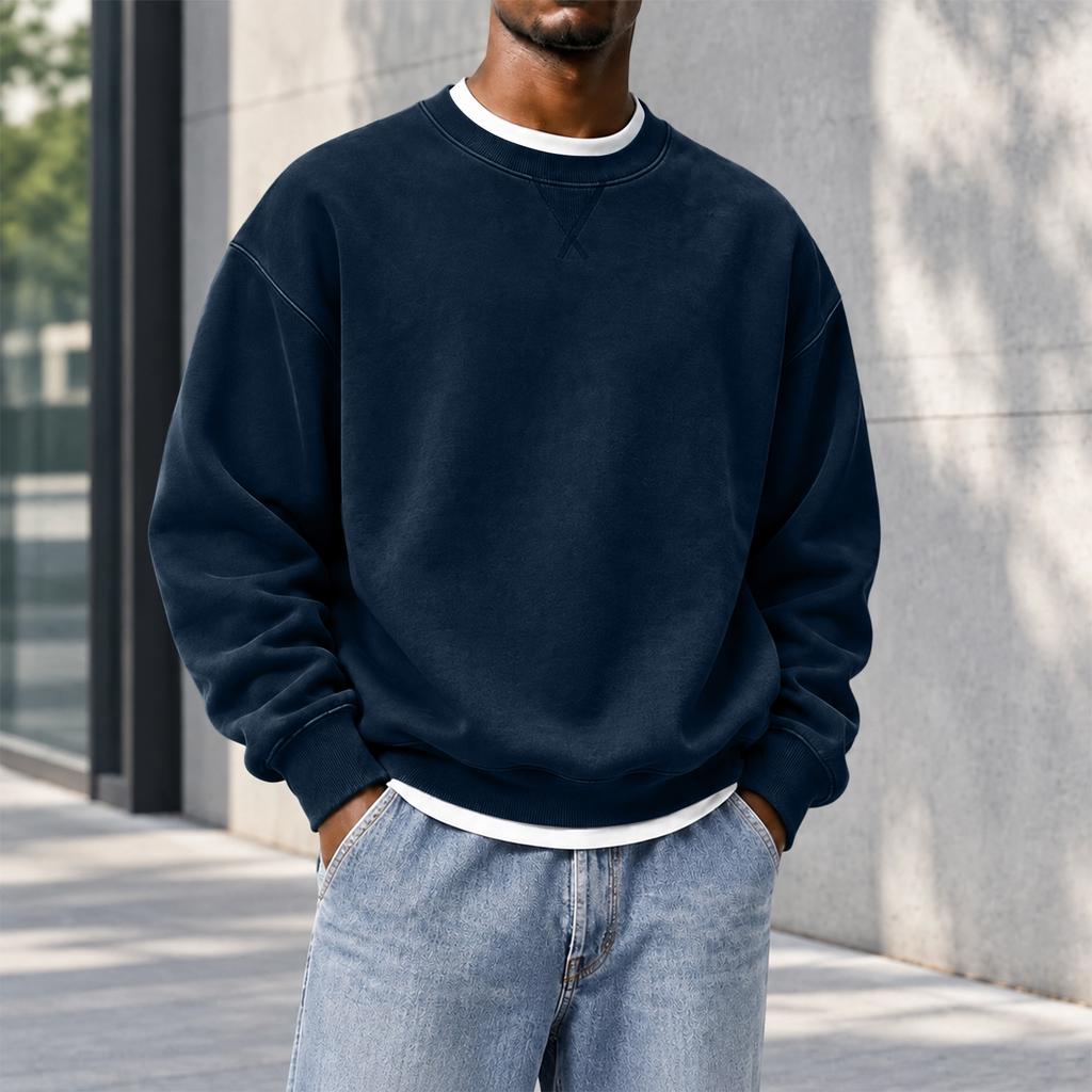 Sweatshirt à col rond coupe ample pour homme, Haut pull décontracté d'hiver pour un usage quotidien