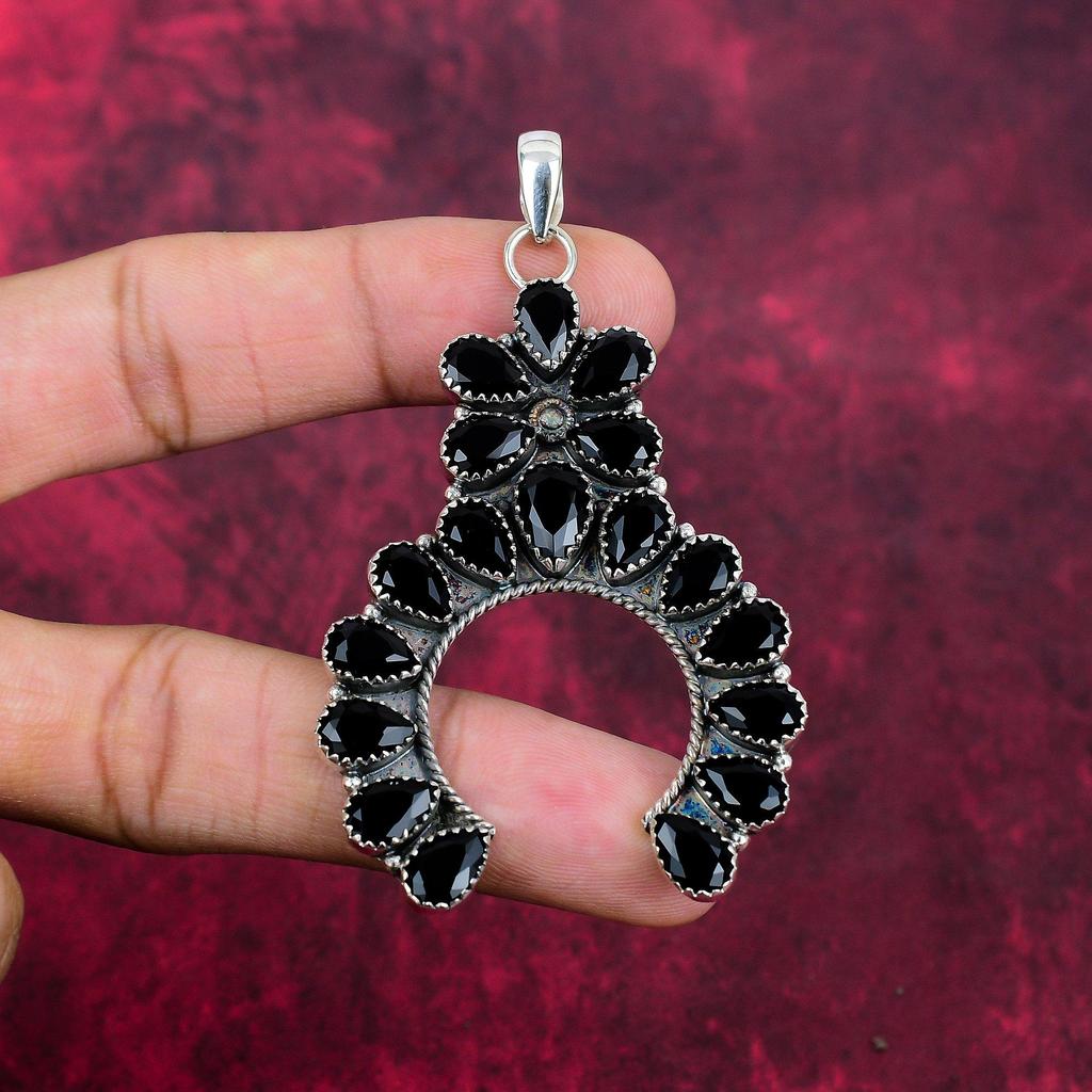 Black Spinel Pendant, 925 Solid Sterling Silver Gemstone Jewelry, Handmade Pendant, For Thanksgiving