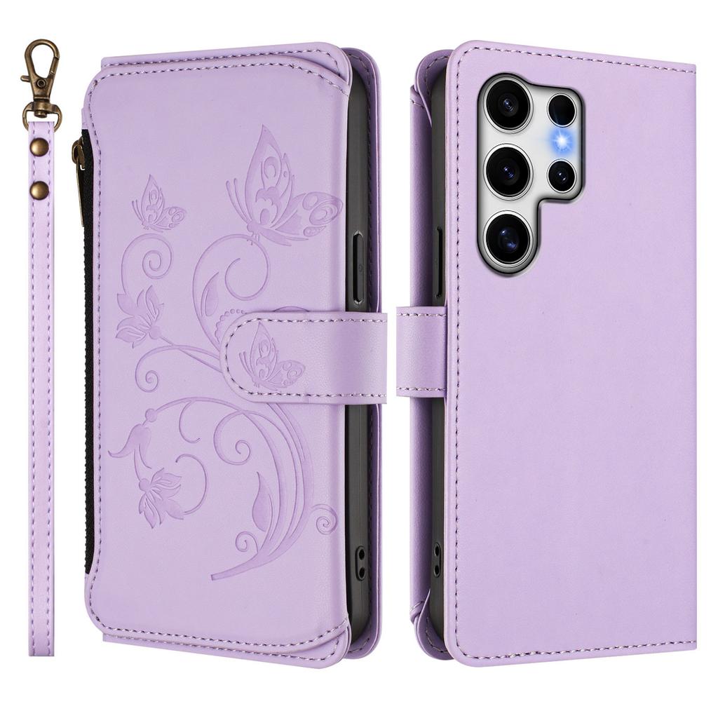 Crossbody Butterfly Flower Flip Leather Wallet Phone Case For Samsung Galaxy S25 Ultra S24 Plus S23 A06 A16 A26 A36 A56 A55 5G