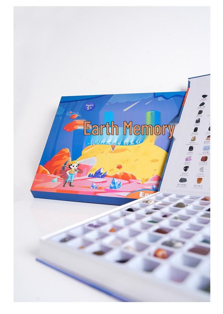 Earth Memory - 100 Raw Crystal Gemstones for Kids: Mineral Toy & Gift Set