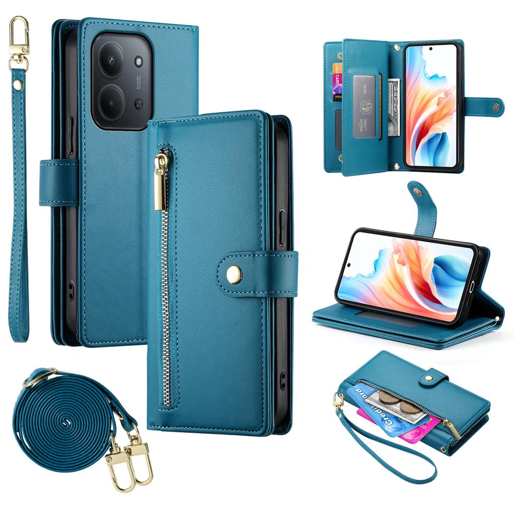 For Xiaomi Redmi 15C 5G (EU) (173mm)/4G (EU) (173mm) Case Zipper Pocket Wallet Leather Phone Cover with Straps