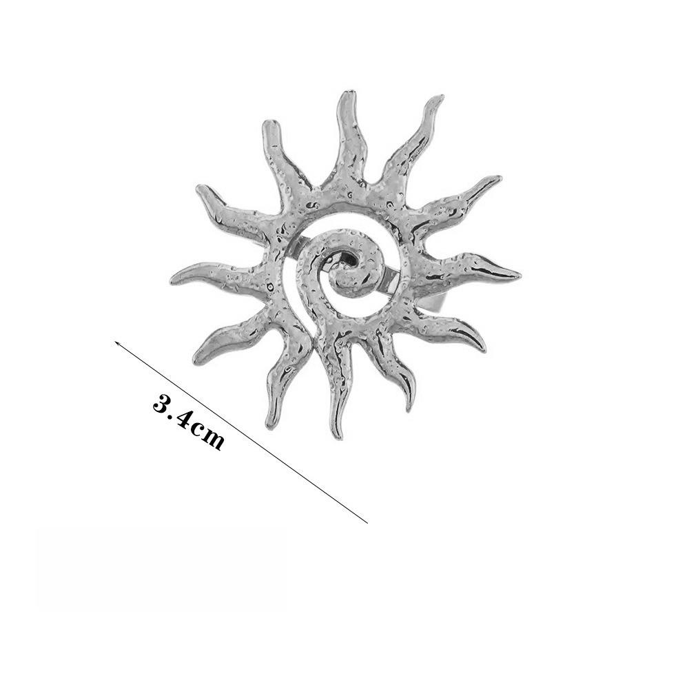 Fashion Vintage Chic Sun Shaped Pendant Necklace Stainless Steel Earrings Statement Golden Fashion Jewlery Accessories Gift