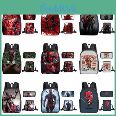 Набор рюкзака Deadpool большой вместимости для студентов с модными геометрическими узорами и водонепроницаемым дизайном