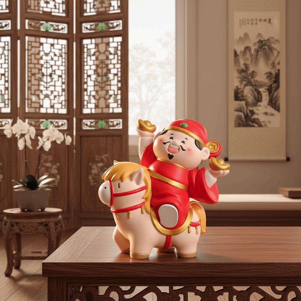 Resin Crafts Horse Year Mascot Ornament Cute Design God of Wealth Decoration  Home Decoration