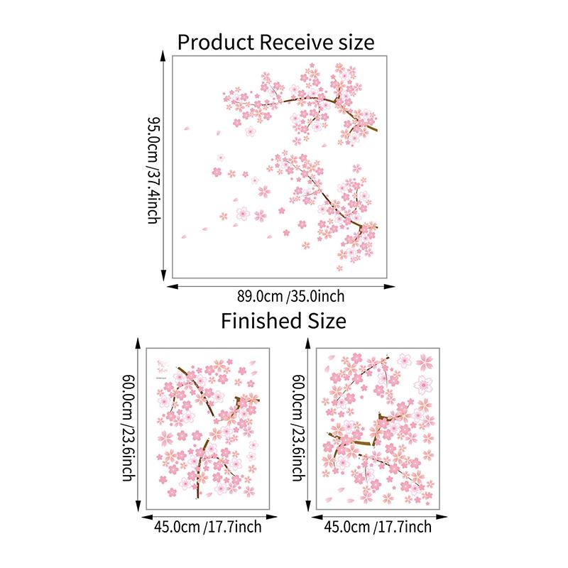 Pink Plum Blossom Branch Wall Sticker Bedroom Living Room Furniture Background Wall Decal Mural Pvc