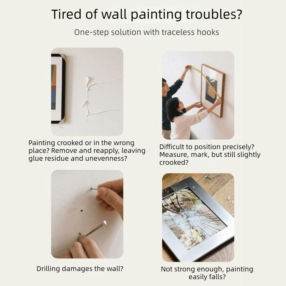 3 Pieces Plastic Photo Frame Hook No Drilling Strong Adhesive Picture Frame Hanger Adjustable Seamless Oil Painting Frame Hook