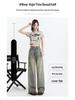 2024 Summer Women's High Waist Retro Distressed Wide-Leg Pants with Raw Hem