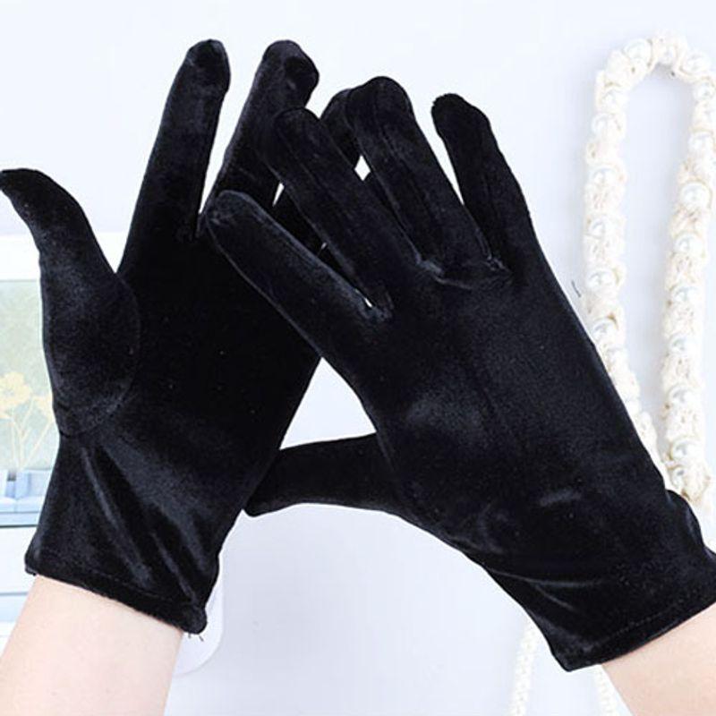 

Перчатки для этикета выступлений танца квадратов из золотого бархата для среднего возраста Flat gold velvet [black + Black (SEND)]] One size