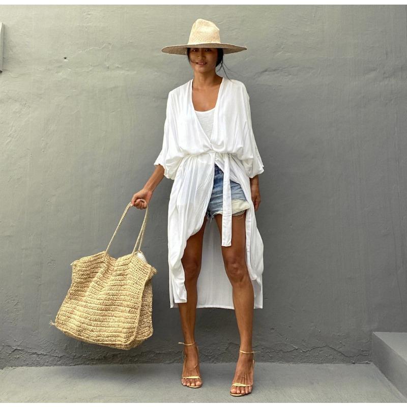 

Женская мода лето весна однотонный принт рукава 1/2 свободная талия повседневные платья Size: One Size