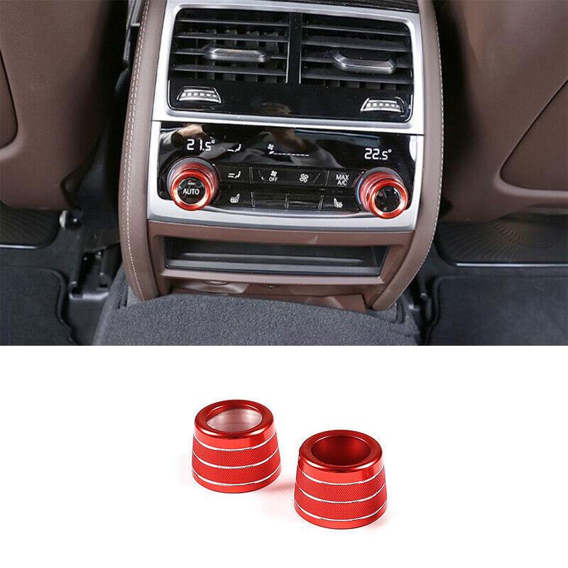 Fit For BMW 5 Series G30 2018-  Red Aluminum Rear Ac Knob Cover Trim 2X