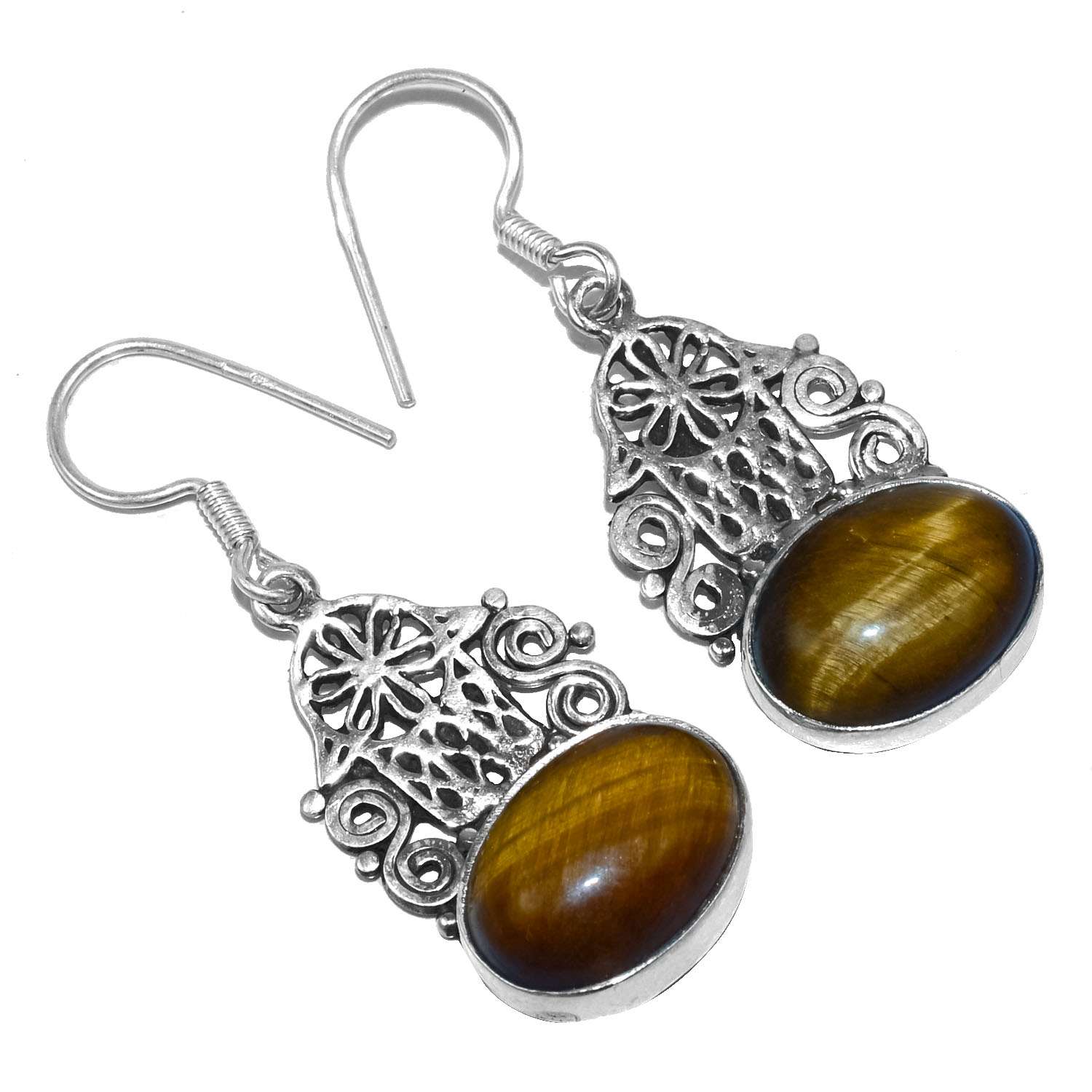 

Серьги с драгоценными камнями «Тигровый глаз», твердые серьги из стерлингового серебра 925 пробы, серьги ручной работы, ювелирные изделия, подарок для женщин и девочек, E-1565