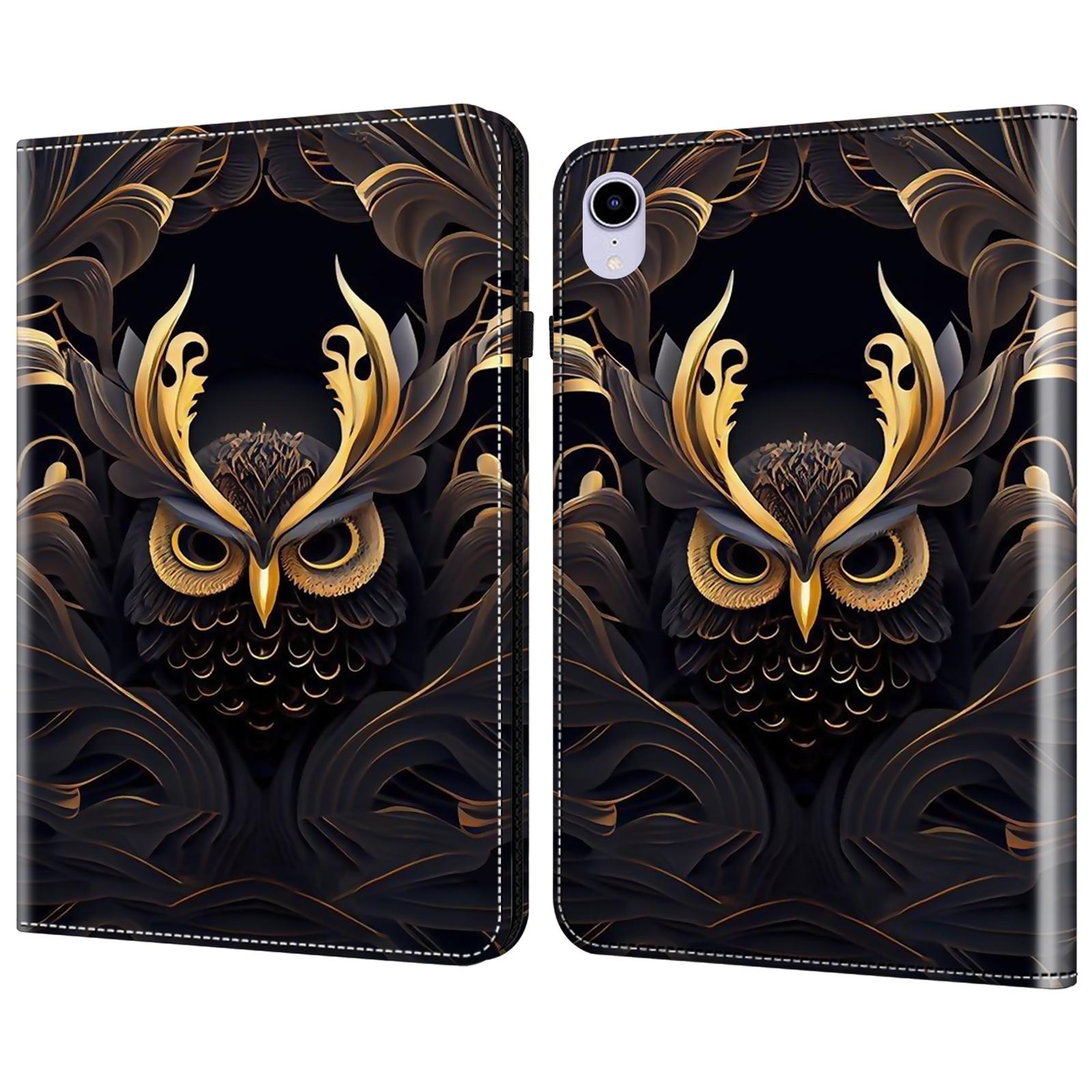 

For iPad mini (2024)/mini (2021) Case Pattern Print Leather Tablet Cover with Card Slots Stand Function Owl