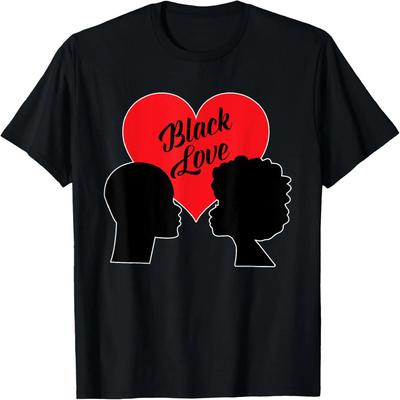 Black Love Couples Valentine's Day T-Shirt for Black Women