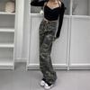 2025 Hong Kong New American High Street Camouflage Straight-Leg Jeans - European Women's Hip Hop Loose Wide-Leg Pants