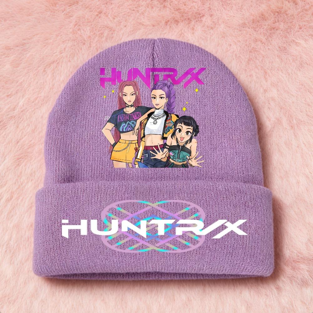 Latest KPop Demon Girls Knitted Hats Kpop Hunter Cartoon Children Headgear Cotton Cold Season Adorable Hat Anime Children Navidad Birth Date Gifts