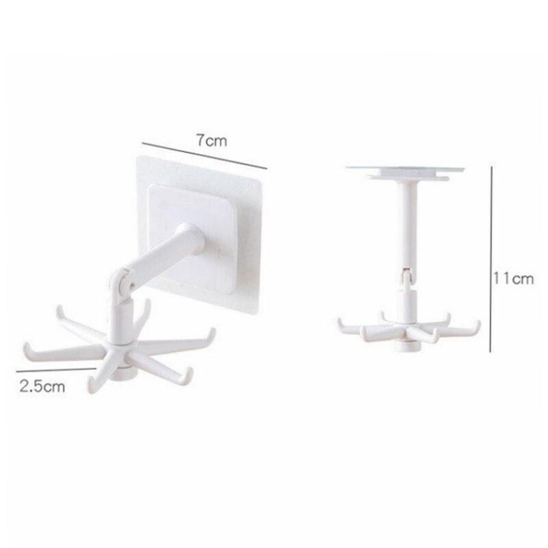 360 Degrees Rotated Kitchen Hooks Self Adhesive Wall Door Hook Handbag Clothes Ties Bag Home Hanging Rack