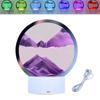 USB LED RGB Sandscape Lamp Moving Sand Art Nattljus med 7 färger Timglasljus 3D Moving Sand Art Bordslampa Julklapp