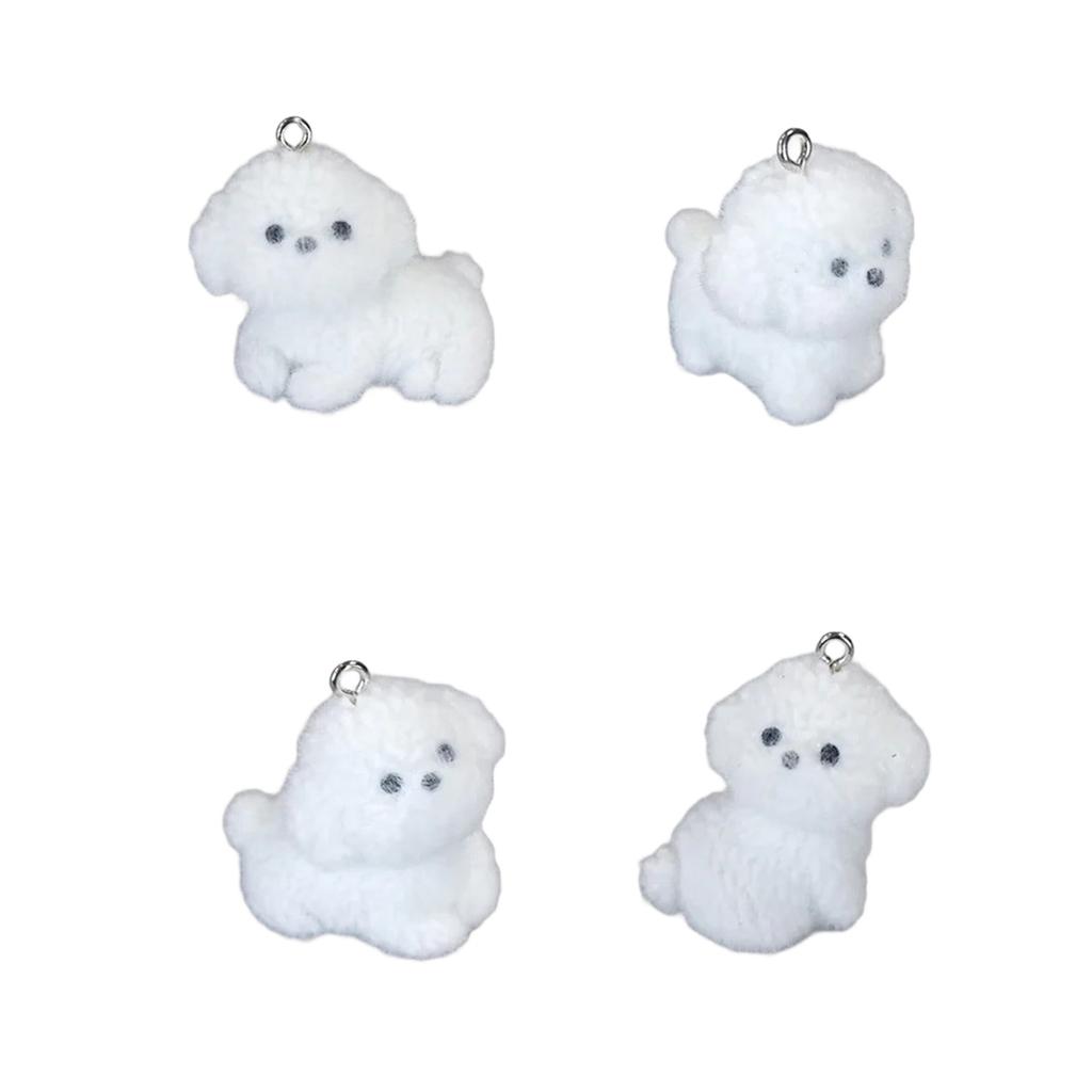 Cute Flocked Resin Puppy Pendant Resin Puppy Flock Charm for Creative Jewelry Projects and Personalized Accessories