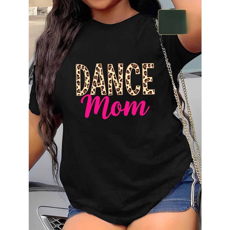 

European Size Women S T-Shirt - Soft Pure Tee with Leopard Print, Black & Pink Graphic Shirt for Dance Moms, Casual Everyday & Dance Practice Outfits 4XL чорний