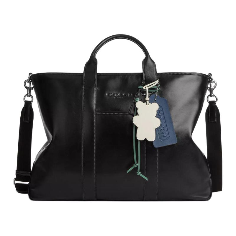 

COACH GRAYSON 44 pendant decoration refined calfskin handbag large size men s black чорний