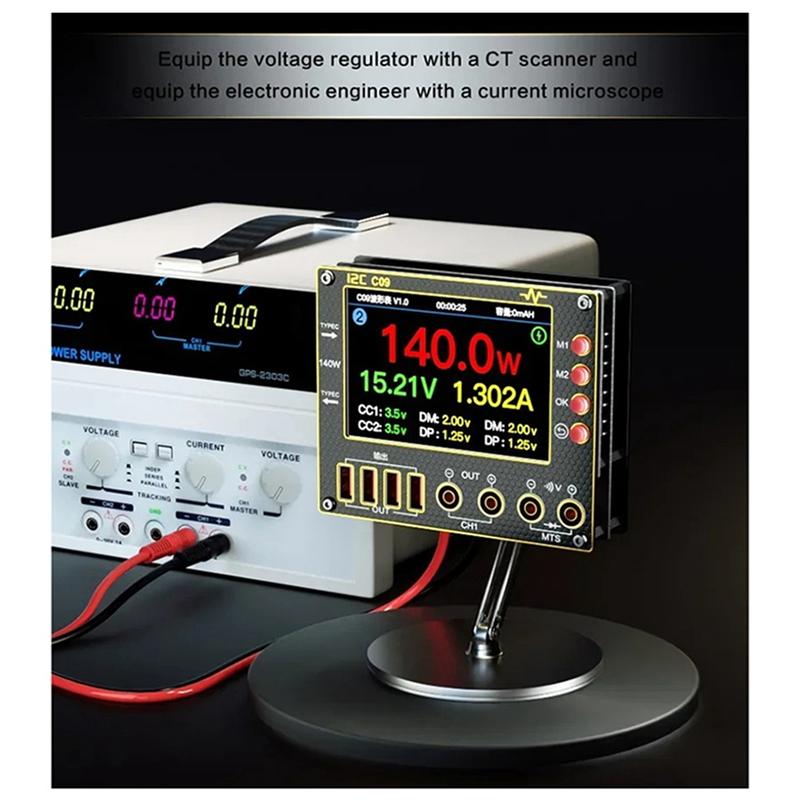 

A60Z Top I2C C09 Waveform Ammeter 0-40V Input Dual Channel Voltage Current Tester 4 Inch Fast Diode Scaning Measurement Tester