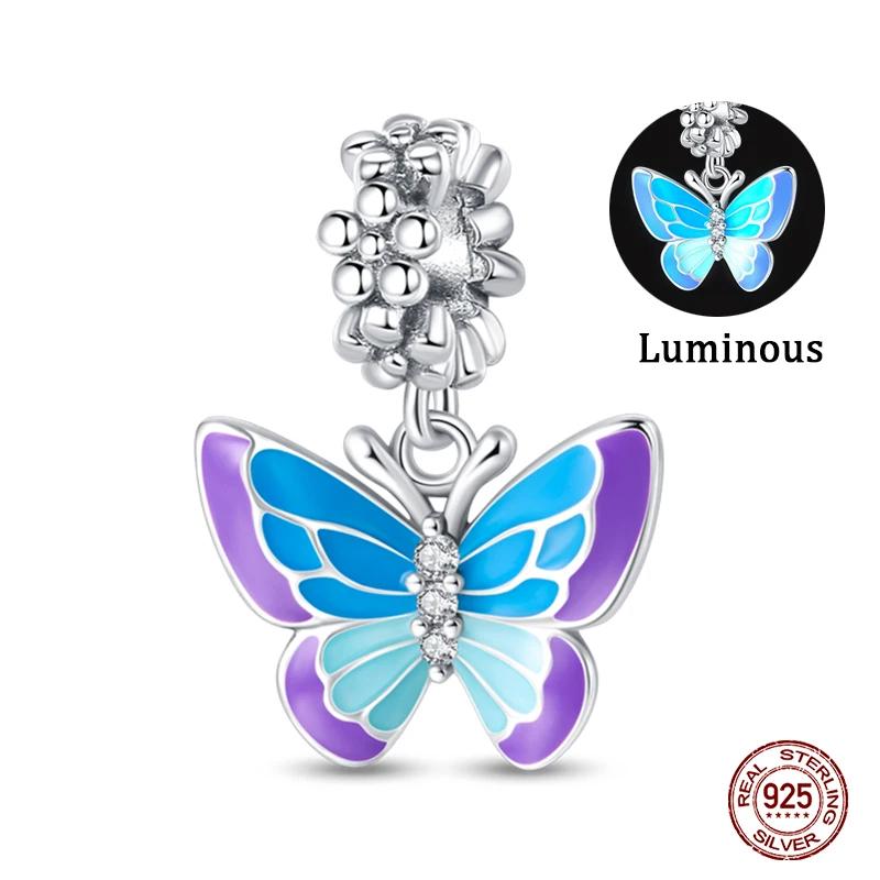Turtles Whales Chameleon Luminous Firefly Butterfly Heart Fit Pan Charms Copper Original Bracelet For Jewelry Making