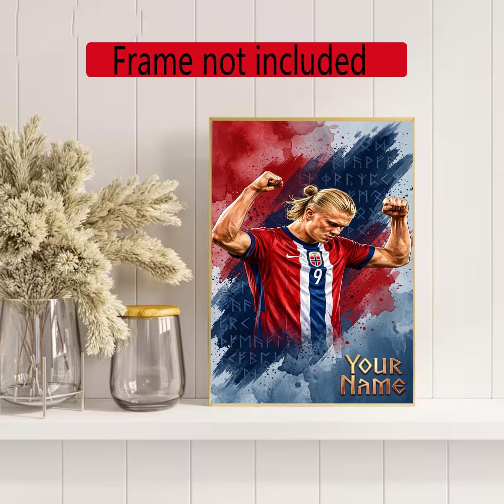 Haaland Customize Your Name Diamond Painting Round Diamond Diy Frameless Holiday Artwork Suitable For Home Office Wall Decoration